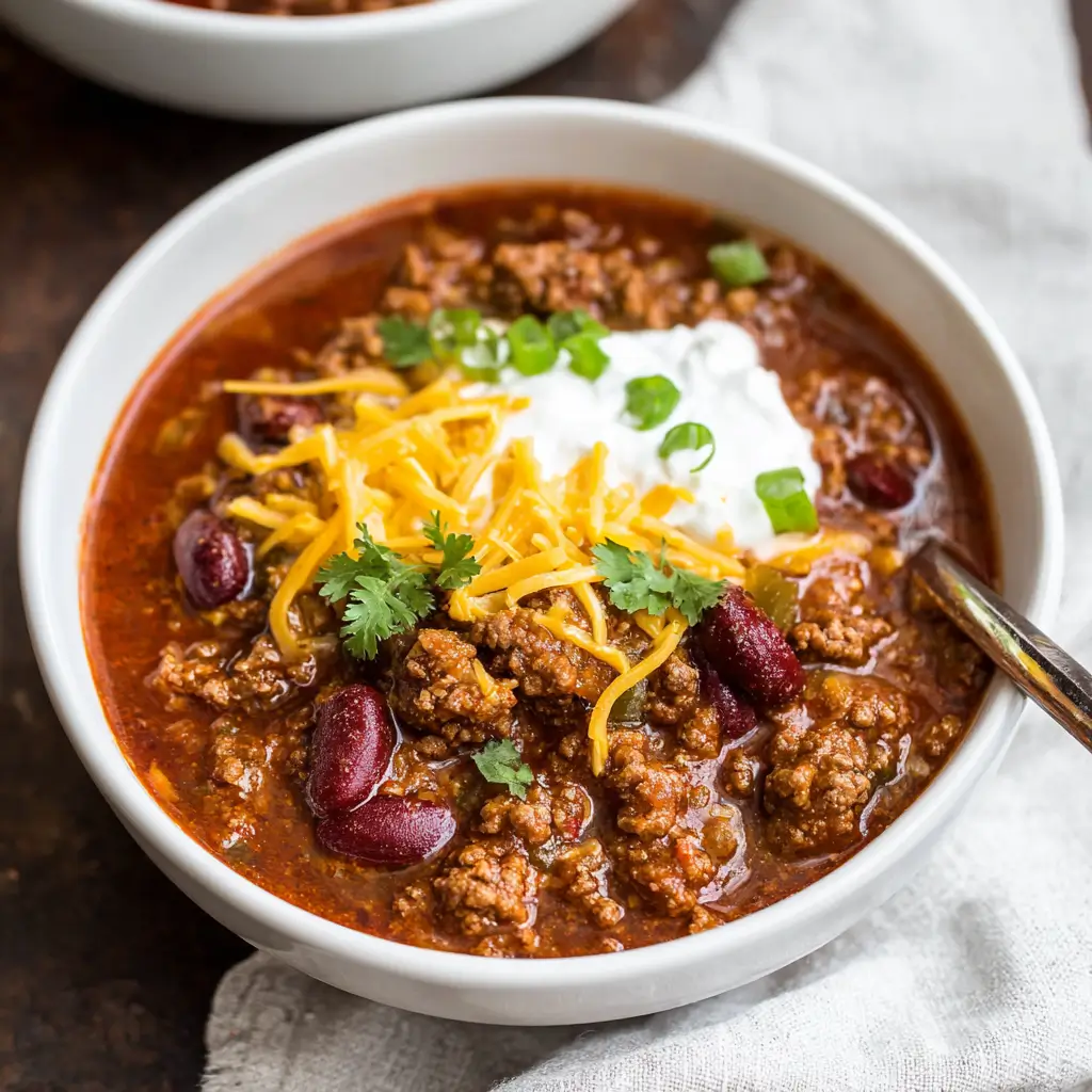 Crockpot Chili with Ground Beef and Beans