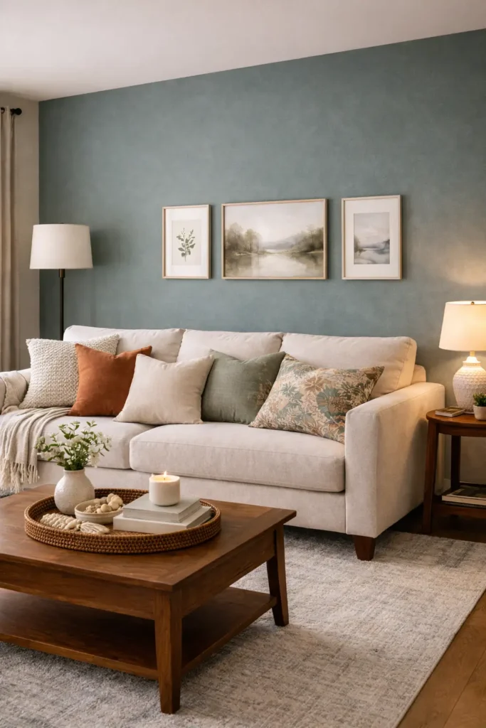 Cheap-Living-Room-Decor-Ideas-Create-an-Accent-Wall-Paint-or-Peel-Stick