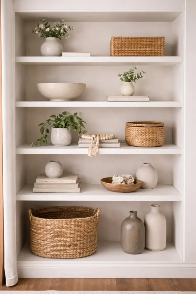 Cheap-Living-Room-Decor-Ideas-Declutter-Style-Open-Shelves