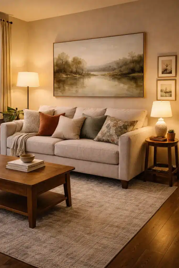 Cheap-Living-Room-Decor-Ideas-Layer-Cozy-Lighting-Instead-of-Overhead-Only