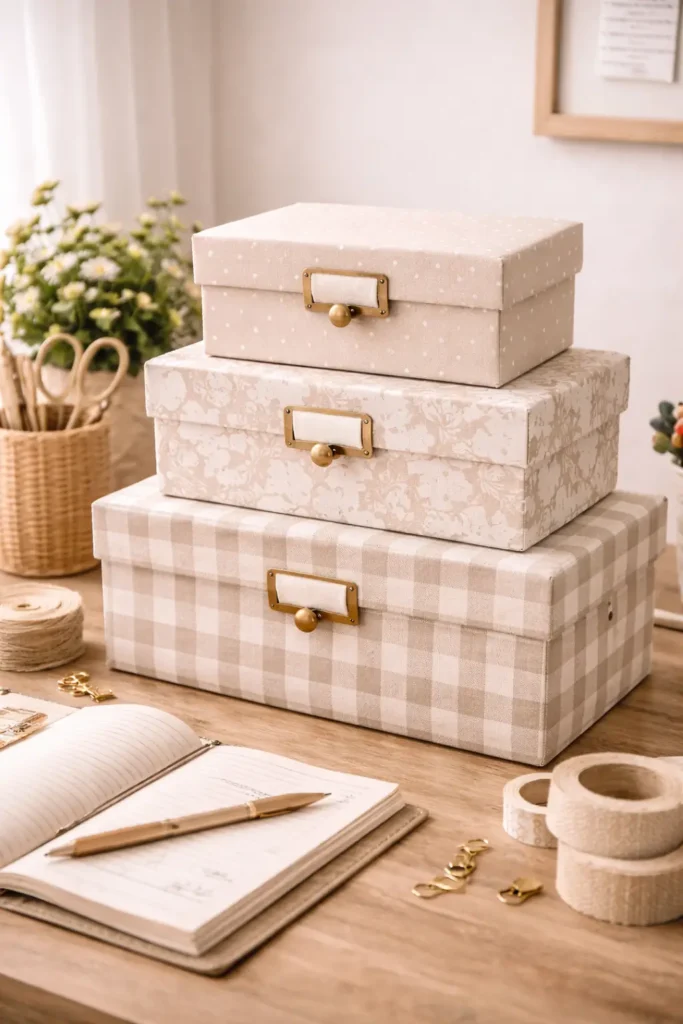 Fabric-Covered-Boxes-budget-friendly-DIY-home-decor-projects