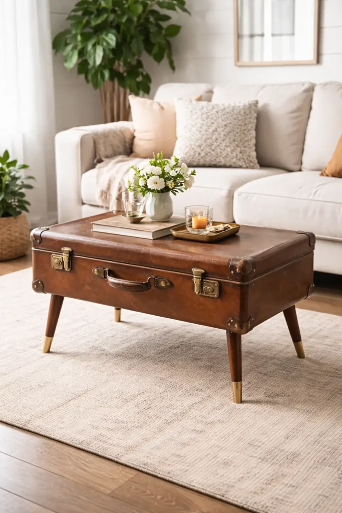 Vintage-Suitcase-Coffee-Table-21-budget-friendly-DIY-home-decor-projects